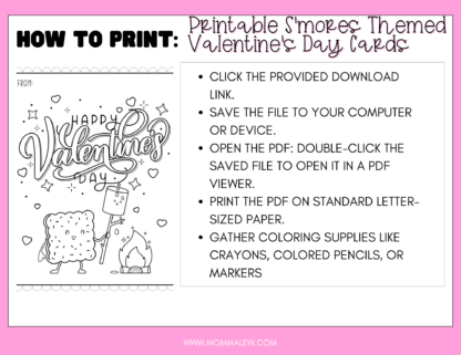 How to Print Valentine’s day S’Mores Cards