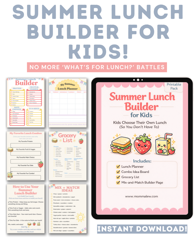 Summer Lunch Builder for Kids Printable Pack