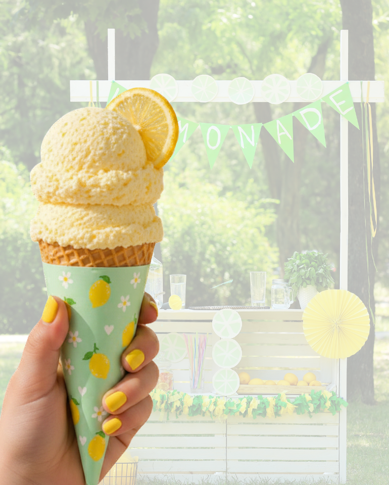 Printable Lemon Ice Cream Cone Wrapper