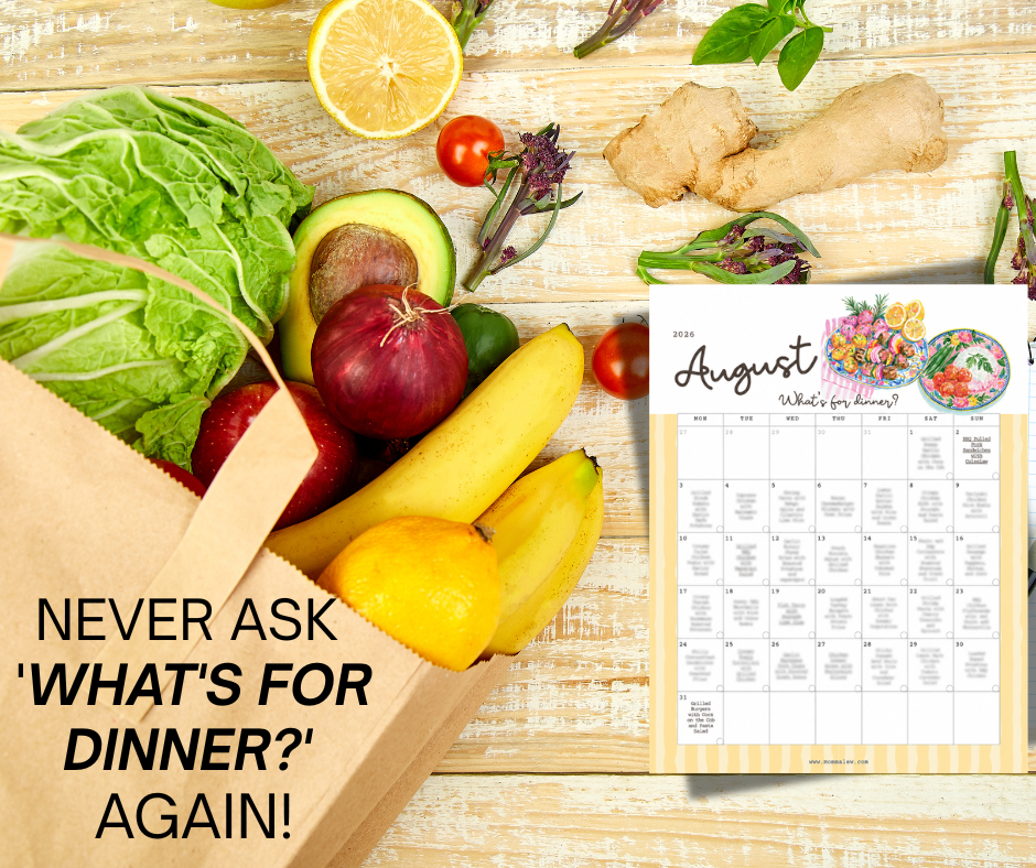 August Printable Dinner Idea Calendar | 31 Days of Easy Family Meal Ideas