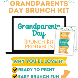 Grandparents Day Brunch Kit printable with brunch menu and grandparent decorations